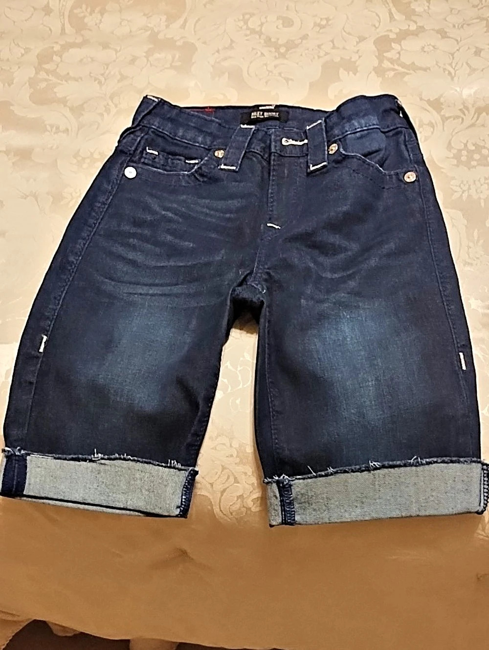 True Religion Joey Cut-Off Denim Shorts Women's Denim Bermuda Shorts in Blue